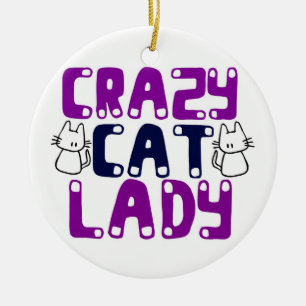Crazy Cat Lady Ceramic Tree Decoration