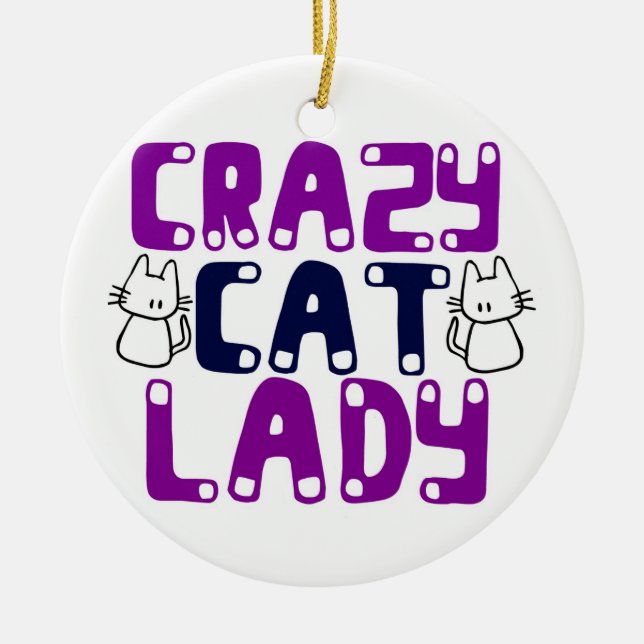 Crazy Cat Lady Ceramic Tree Decoration (Front)
