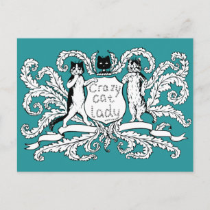 Crazy Cat lady Coat of Arms Postcard