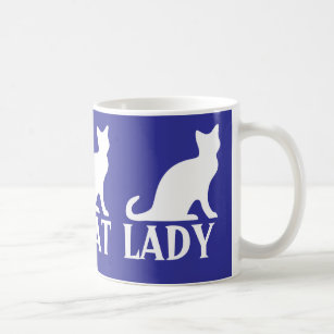 Crazy cat lady coffee mug design with white kitten