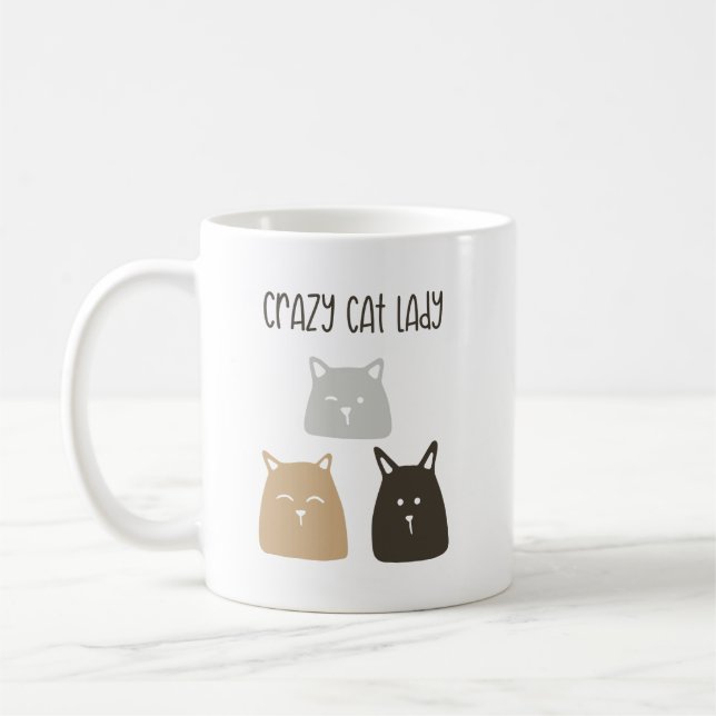 Crazy Cat Lady Coffee Mug – Funny Gift for Cat  (Left)