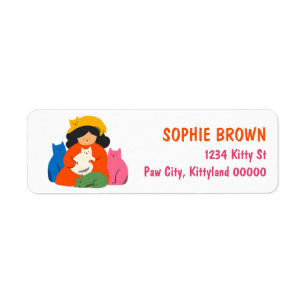 Crazy Cat Lady Colourful Kittens Return Address Label