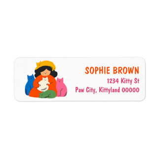 Crazy Cat Lady Colourful Kittens Return Address Label