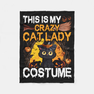 Crazy Cat Lady Costume Black Cat Funny Halloween Fleece Blanket