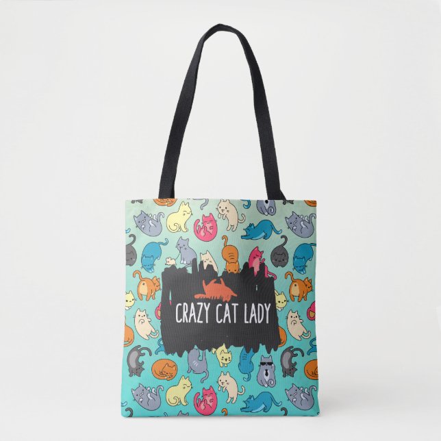 Crazy Cat Lady Cute and Playful Cat Pattern Tote Bag (Front)