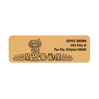 Crazy Cat Lady Cute Kittens Doodle Return Address Label