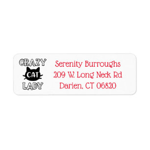Crazy Cat Lady Cute Kitty Mum Kitten Love Return Address Label
