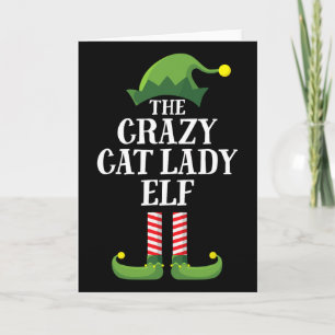 Crazy Cat Lady Elf Matching Family Group Christmas Card