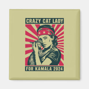 Crazy Cat Lady For Kamala 2024  Magnet