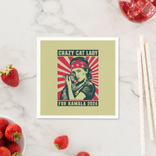 Crazy Cat Lady For Kamala 2024 Napkin