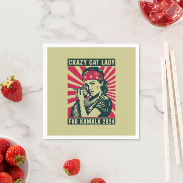 Crazy Cat Lady For Kamala 2024  Napkin (Insitu)