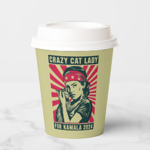 Crazy Cat Lady For Kamala 2024 Paper Cups