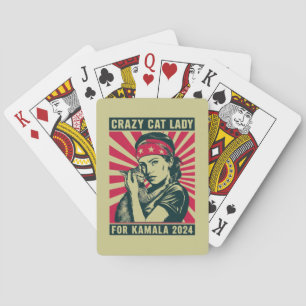 Crazy Cat Lady For Kamala 2024  Playing Cards