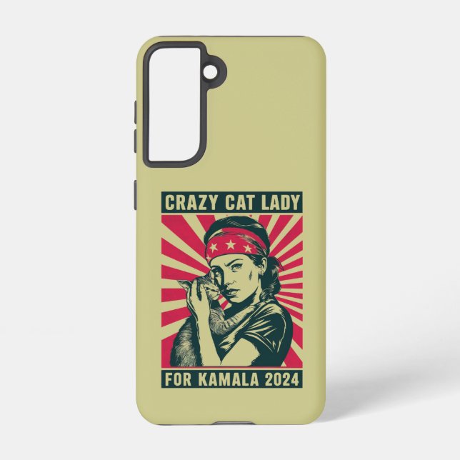 Crazy Cat Lady For Kamala 2024  Samsung Galaxy S21 Case (Back)