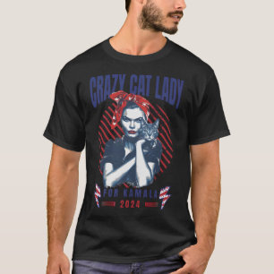 Crazy Cat Lady For Kamala 2024  T-Shirt