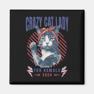 Crazy Cat Lady For Kamala Harris For President 202 Magnet