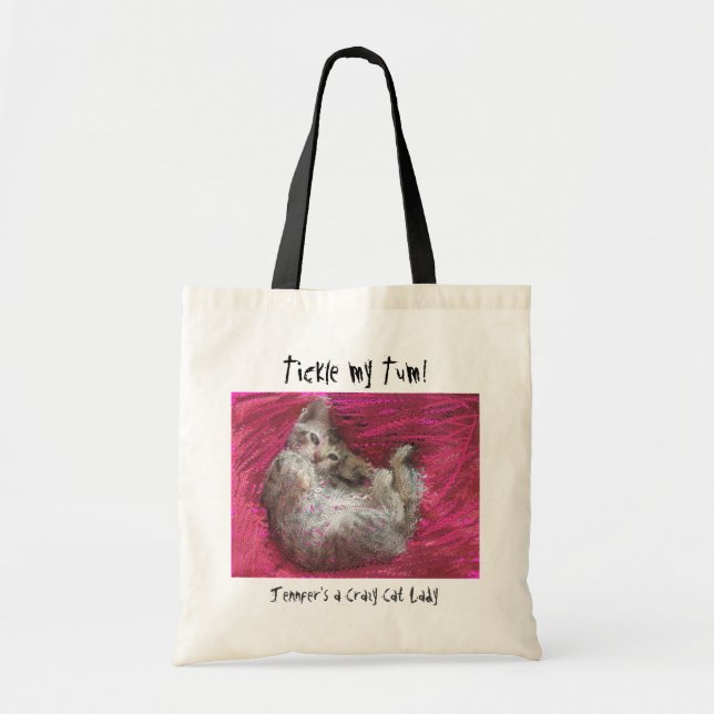 Crazy Cat Lady fun pink tote bags (Front)