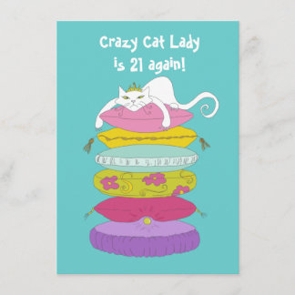 Crazy cat lady funny birthday party Invites
