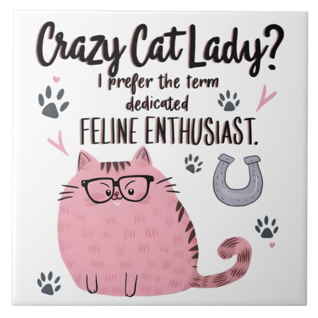 Crazy Cat Lady? Funny Cat Lover Gift  Ceramic Tile (Front)
