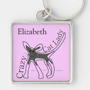 Crazy Cat Lady Funny Cat Personalised Design Key Ring