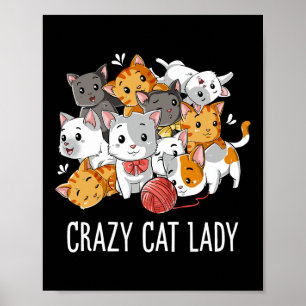 Crazy Cat Lady Funny Girls Women Kitten Animal Lov Poster