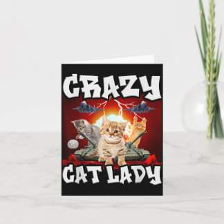 Crazy cat lady funny kitten meme  card