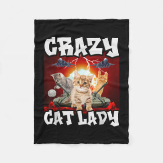 Crazy cat lady funny kitten meme  fleece blanket