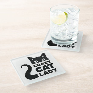 Crazy Cat Lady Glass Coasters