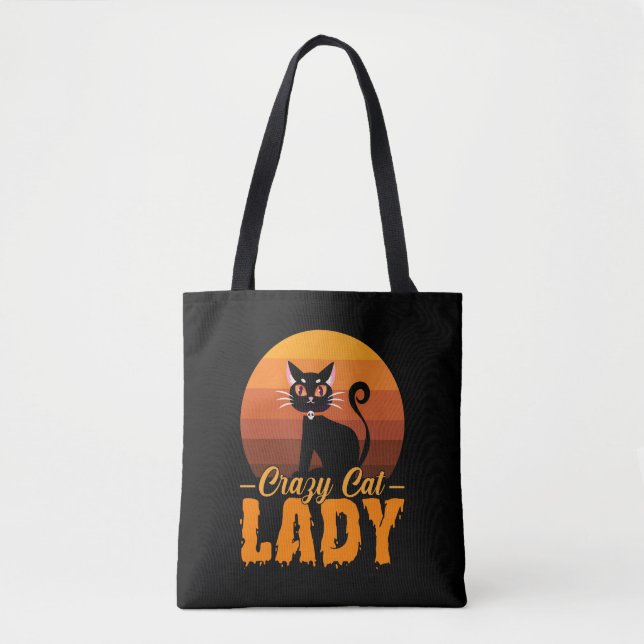 Crazy Cat Lady Halloween Tote Bag (Front)
