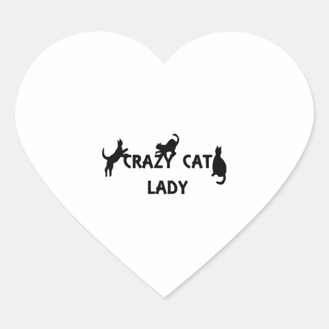 Crazy Cat Lady             Heart Sticker (Front)