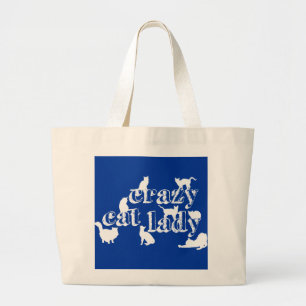 Crazy Cat Lady (in all colours) Large Tote Bag