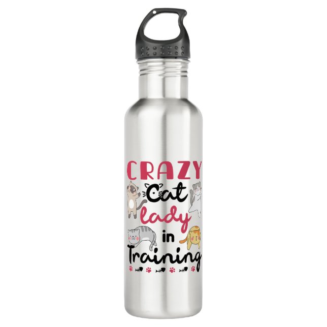 Crazy Cat Lady in Training 710 Ml Water Bottle (Front)