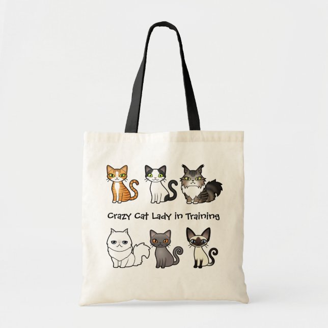 Crazy Cat Lady in Training (design your own cat) Tote Bag (Front)