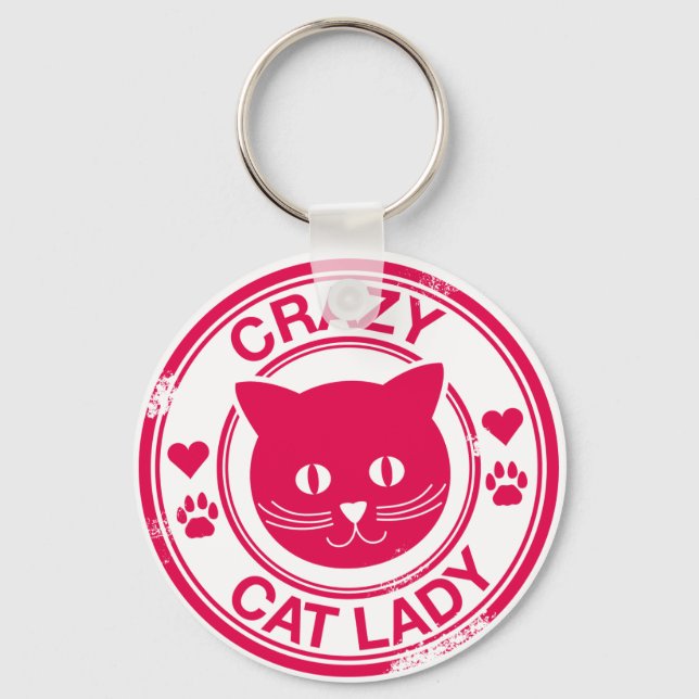 Crazy Cat Lady Key Ring (Front)