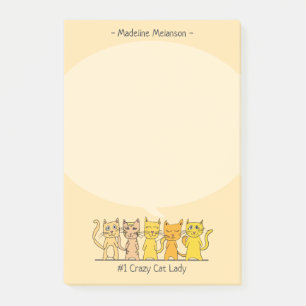 Crazy Cat Lady Kitty Cartoon Personalized Post-it Notes