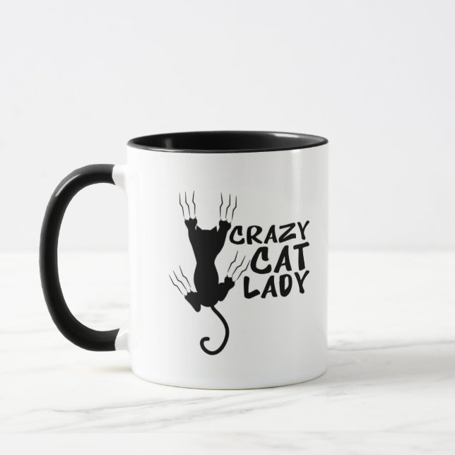 Crazy Cat Lady Mug-Adorable Gift Cat Lovers Mug (Left)