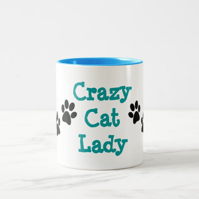 Crazy Cat Lady Pawprints Design Coffee Mug (Center)