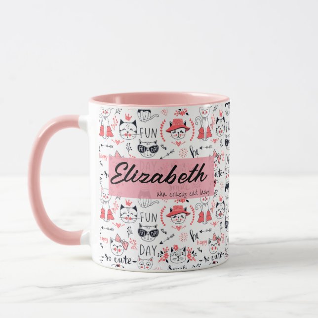 Crazy Cat Lady Personalised Name Cat Mug Gift For  (Left)