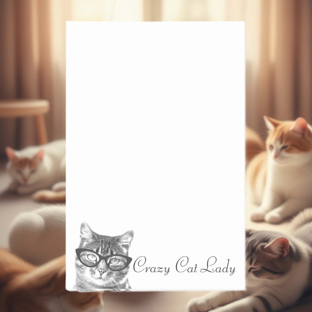 Crazy cat lady Post-it® notes | kitty in glasses (crazy cat lady post it notes)