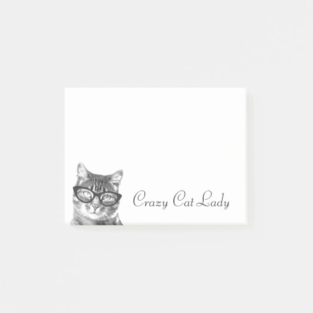 Crazy cat lady Post-it® notes | kitty in glasses (Front)