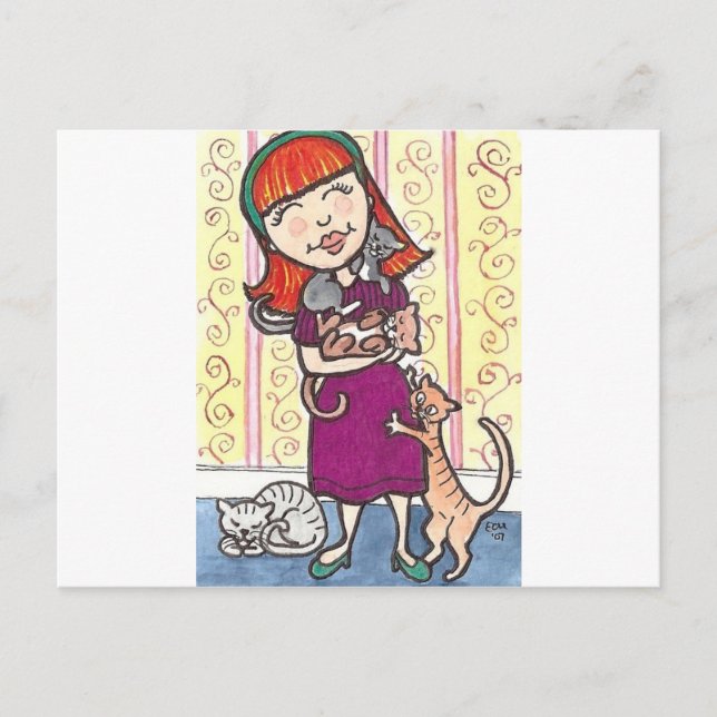 Crazy Cat Lady Postcard (Front)