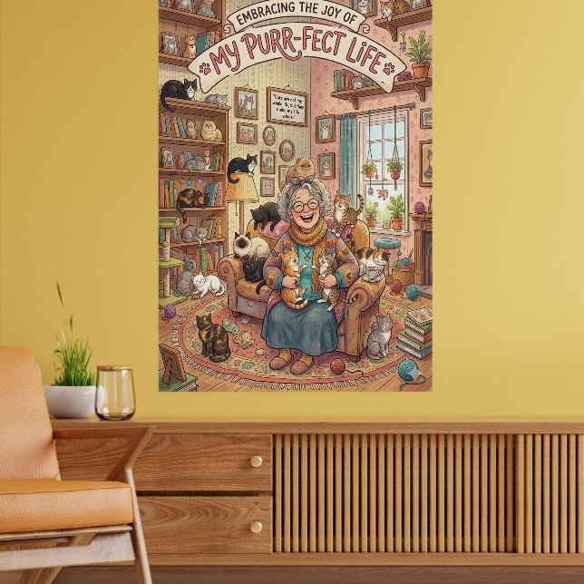 Crazy Cat Lady Poster - Cat Digital Art Wall Print (Living Room 2)