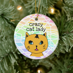 Crazy Cat Lady Rainbow Ornament