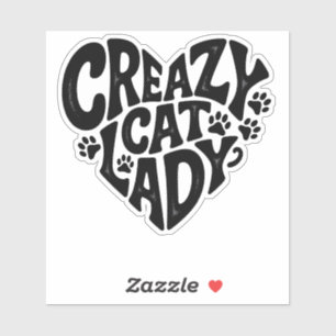 Crazy Cat Lady Retro-Inspired Cat Sticker