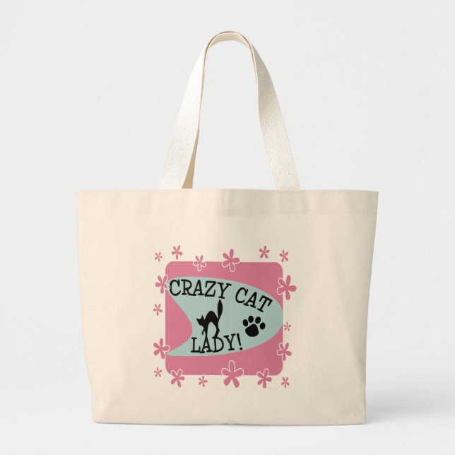 Crazy Cat Lady - Retro Large Tote Bag (Front)
