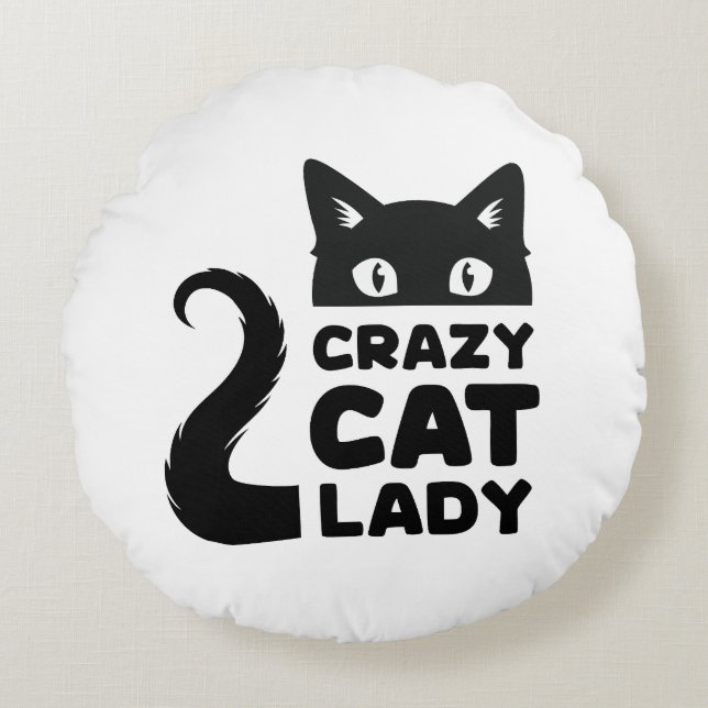 Crazy Cat Lady Round Throw Pillow (Front)