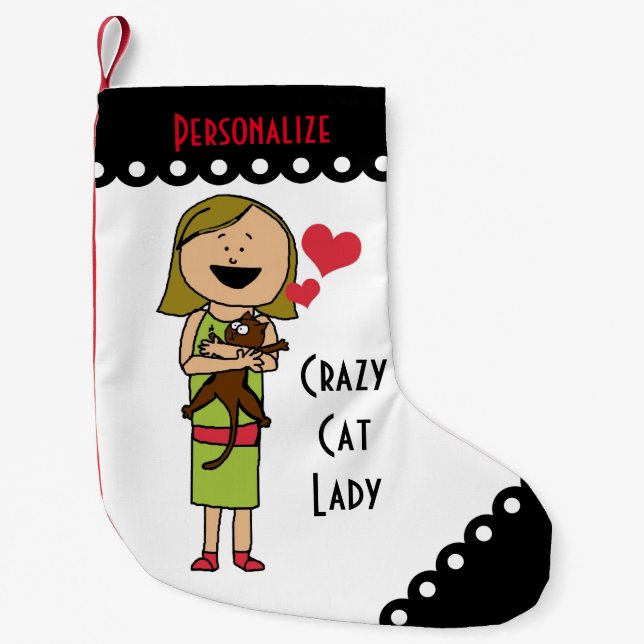 Crazy Cat Lady Small Christmas Stocking (Front)