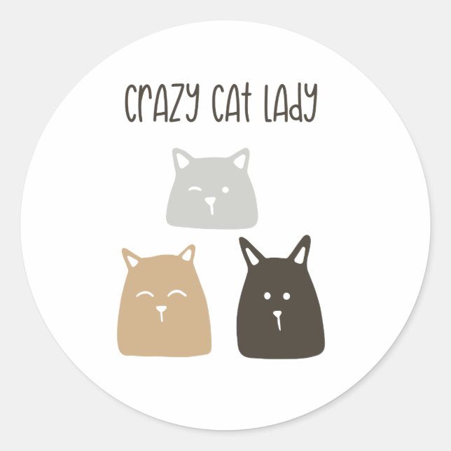 Crazy Cat Lady Sticker – Funny Gift for Cat Lovers (Front)