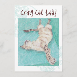 Crazy Cat Lady turquoise indie birthday invites