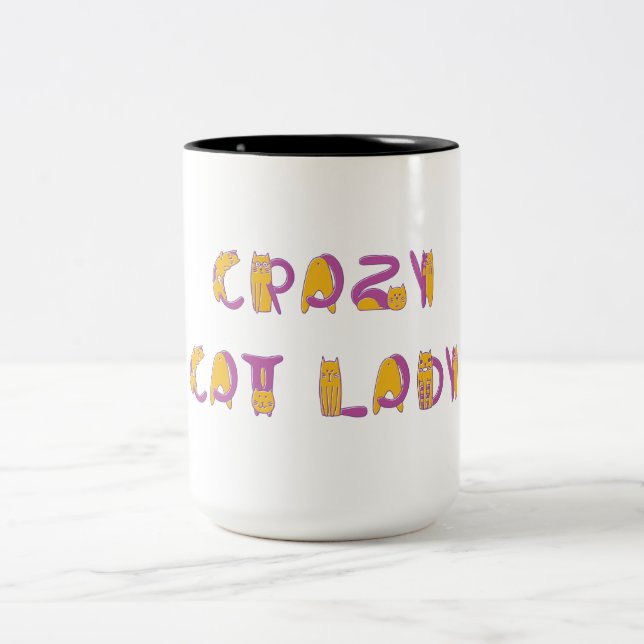 Crazy Cat Lady Two-Tone Coffee Mug (Center)